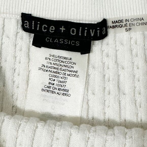 Alice + Olivia Baker Cable Knit Flare Mini Skirt in Soft White - Picture 13 of 14